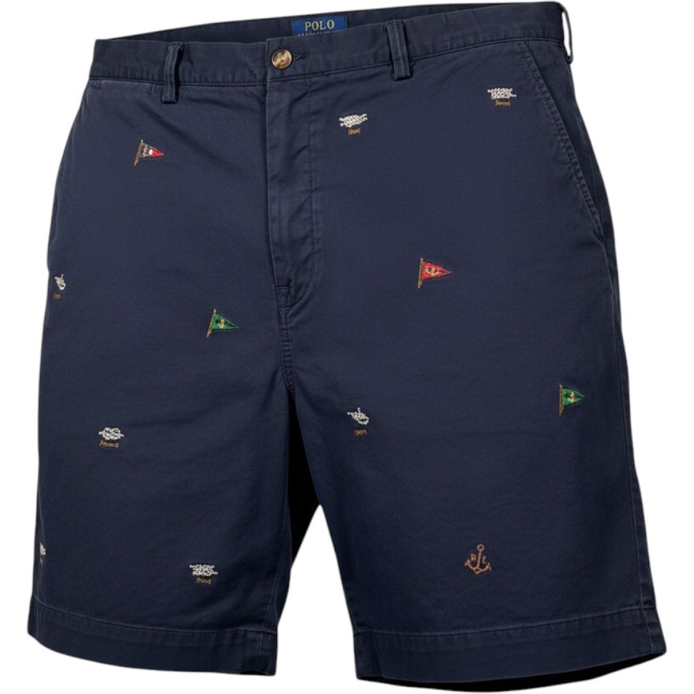 Polo Ralph Lauren Shorts Mens 40 Navy Nautical Embroidered Sailing Chino Stretch
